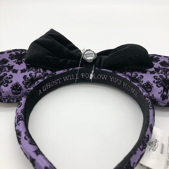 New Disney Parks Haunted Mansion Purple Black Wallpaper Headband Minnie Ears main image 4